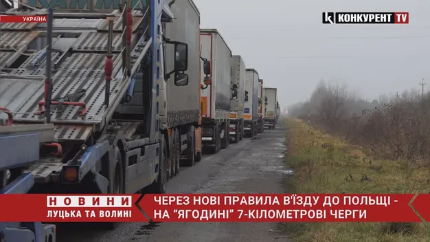 У «Ягодині» черга з фур розтягнулася на вісім кілометрів (відео)