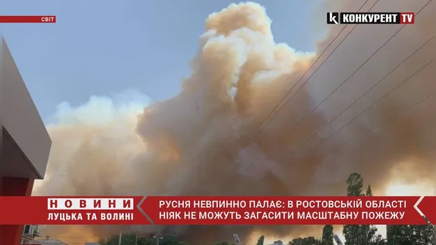 Сильний вітер не дає погасити: у рф біля кордону з Україною вирує пожежа (відео)