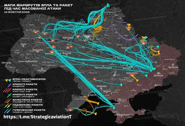 Звідки реактивні шахеди летіли на Луцьк: карта