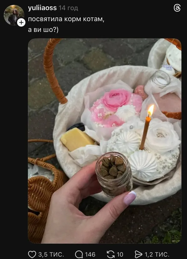 Динозаври і котячий корм: що найдивнішого святили українці у великодніх кошиках (фото)