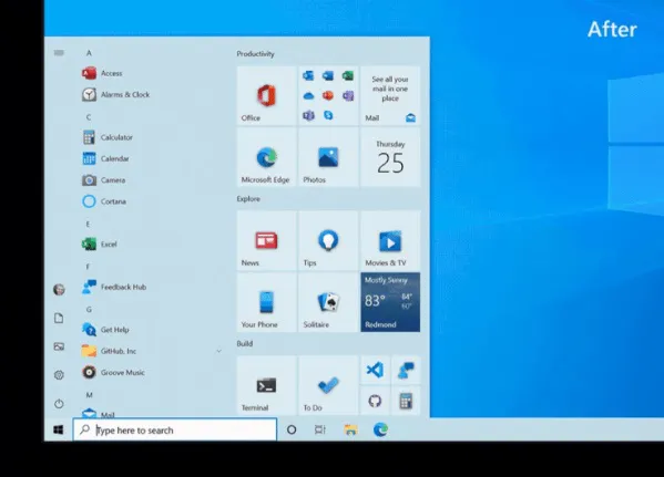 На Windows 10 «Пуск» може стати частково прозорим