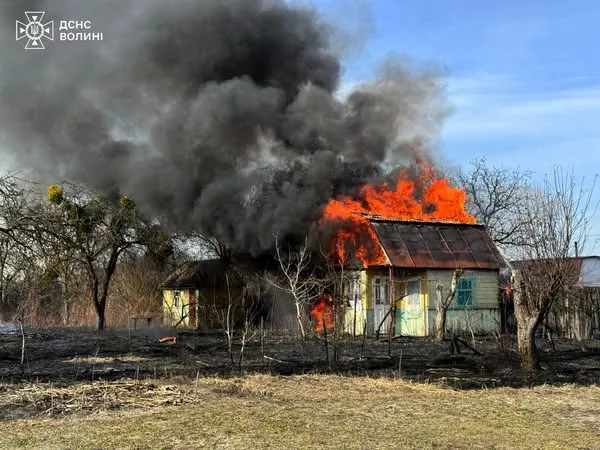 Через спалювання сухостою на Волині горіли три хати-пустки і два дачні будинки (фото)