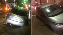 У Києві авто ледь не потонуло у гігантській калюжі (фото)