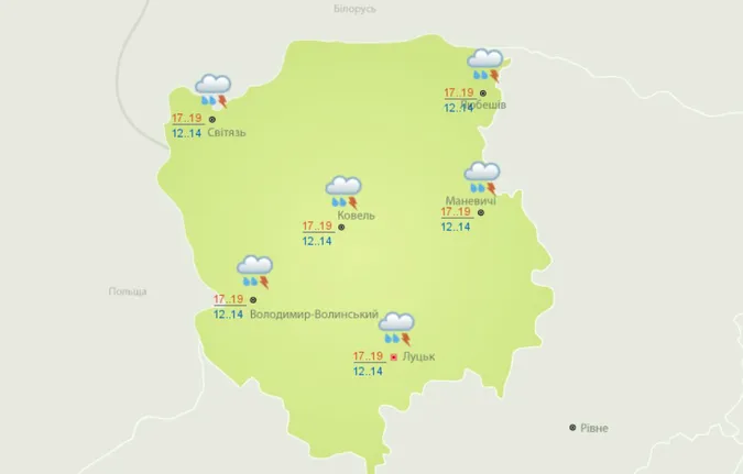 На Волині та в Луцьку – штормове попередження