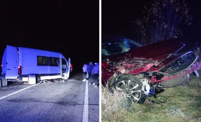 Небезпечний обгін: на Ковельщині Mazda «влетіла» в мікроавтобус (фото)