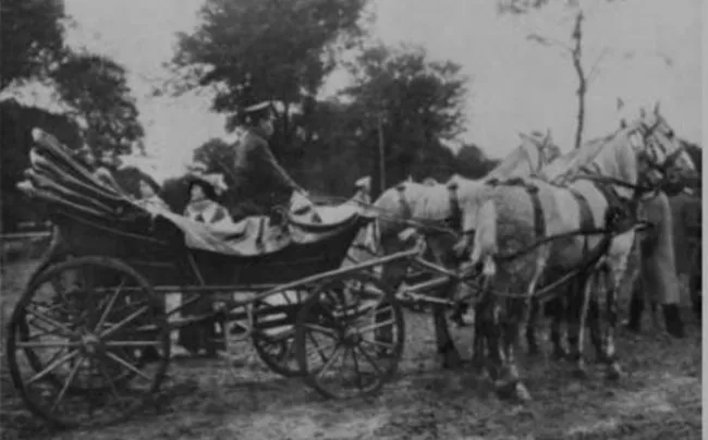 Четвірка графа Ледуховського із Смордви, на прогулянці в Рівному, 1912 р.