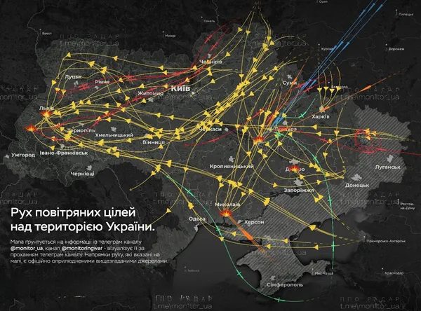 Летіли над Волинню: карта руху ракет та дронів під час нічної атаки