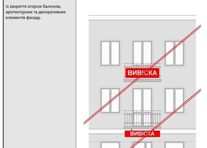 Так не можна розміщувати вивісок