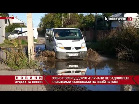 Озеро посеред дороги: лучани хочуть позбутися глибоких калюж на своїй вулиці (відео)