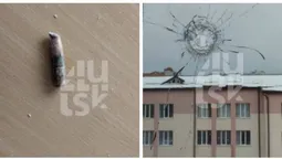 Під час атаки шахедів на Луцьк куля ППО влучила у вікно ліцею (фото)