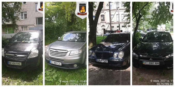 У Луцьку в одному дворі 27 авто стояли на газонах (фото)