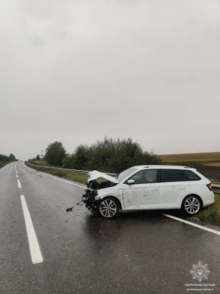 «Передок» – вщент: на волинській трасі легковик влетів у відбійник