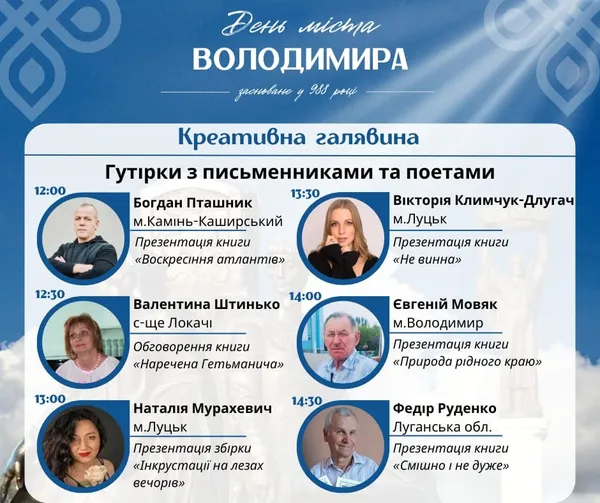 До Володимира на День міста завітають відомі письменники