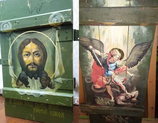 Військовий з Волині пише неймовірні ікони на ящиках з-під набоїв (відео)