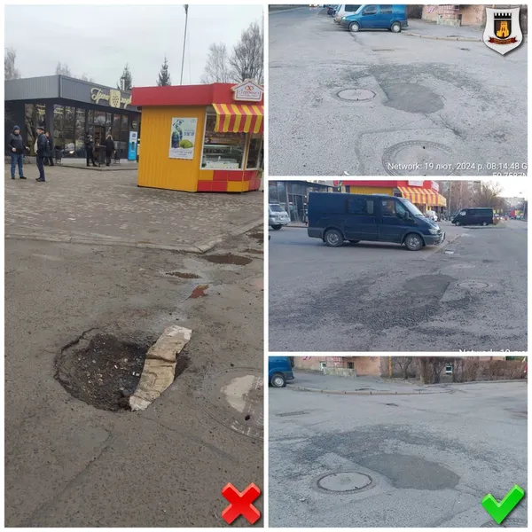 У Луцьку муніципали насварили водоканал за яму на дорозі (фото)