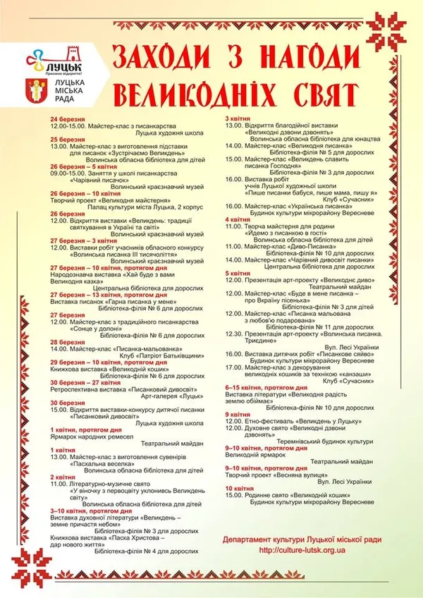 Як святкуватимуть Великдень у Луцьку: перелік заходів