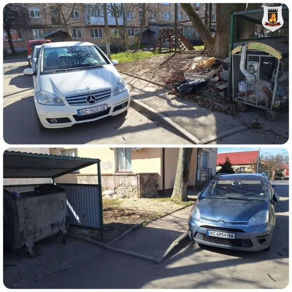 У Луцьку автомобілістам «прилетіло» через заблоковані сміттєві контейнери (фото)