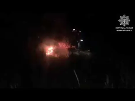 Горів сухостій: на Волині патрульні приборкали вогонь уздовж дороги (відео)