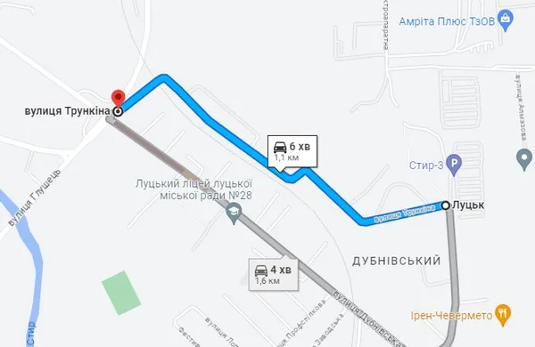 Вулиця Трункіна на карті
