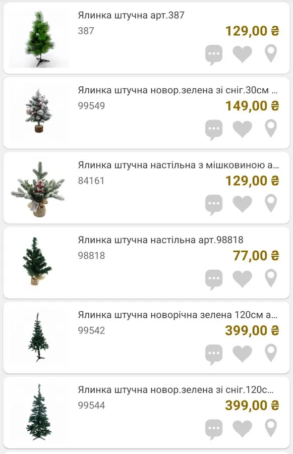 Скільки в Луцьку коштують штучні ялинки