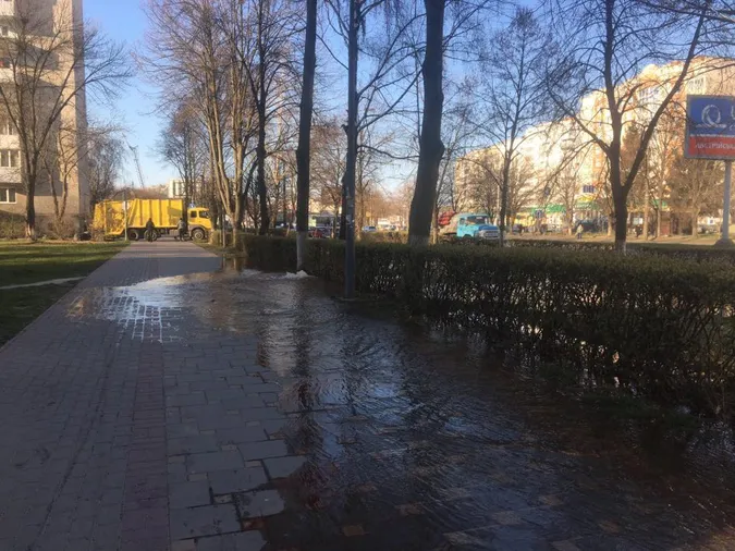 На Собороності у Луцьку б’є «фонтан»: водою заливає тротуар (фото, відео)