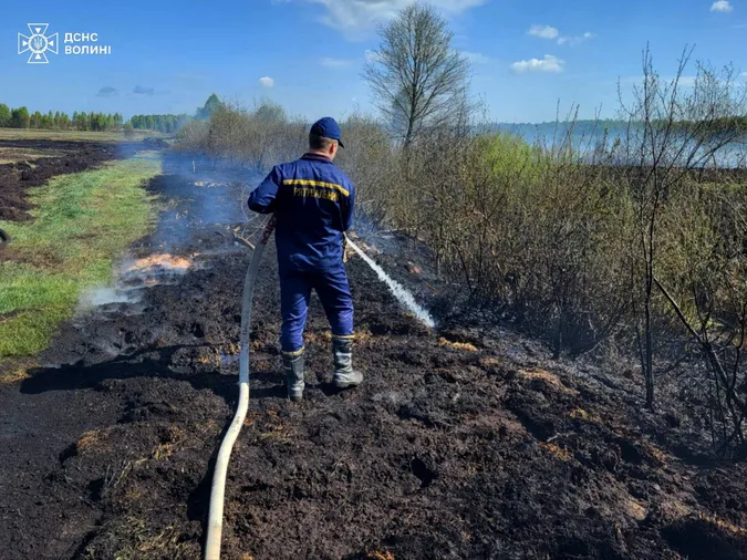 На Волині горіли суха трава і торф (фото)