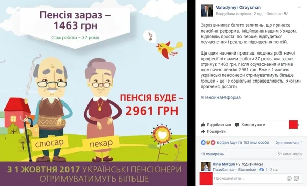Гройсман пояснив, що принесе пенсійна реформа бідним пенсіонерам