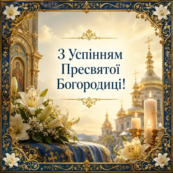 З Успінням Пресвятої Богородиці 2026: картинки й теплі привітання