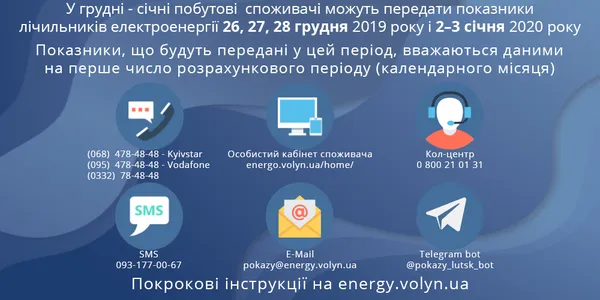 «Волиньобленерго» збільшило термін передачі показників