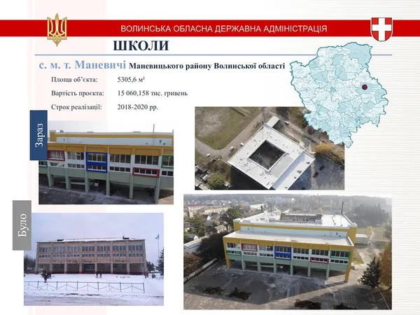 Школи, садочки, стадіони: на Волині модернізують 12 закладів освіти (інфографіка)
