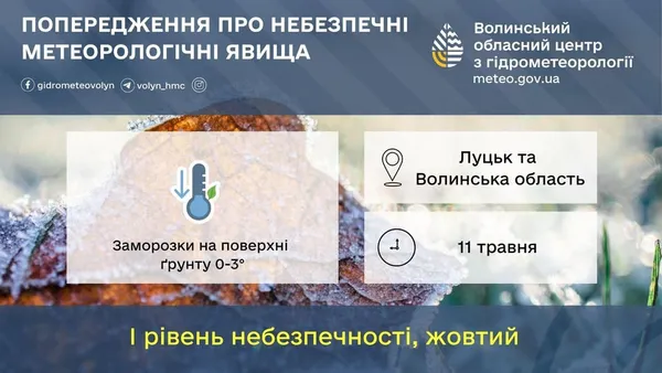 До 0° і нижче: Волинь накриють заморозки