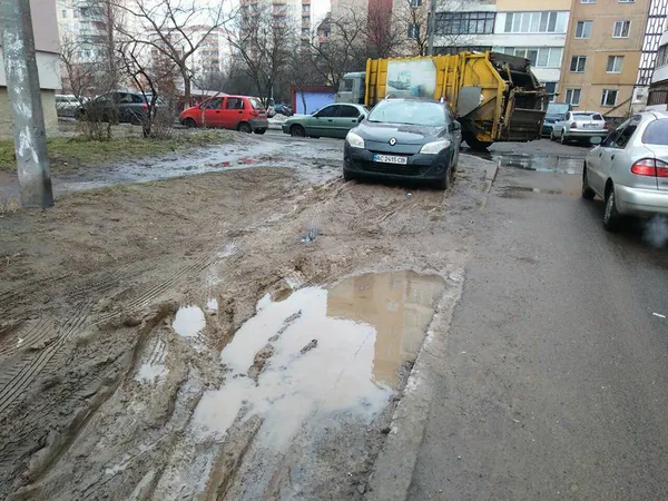 У Луцьку засіяний мешканцями газон роз’їздили автівки (фото)