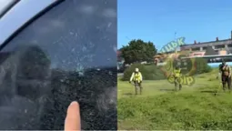 У Луцьку камінь від бензокоси відрикошетив в скло автомобіля, який їхав повз (відео)