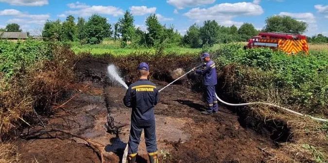 Вчасно помітили: на Волині сталося займання на торф'янику (фото)