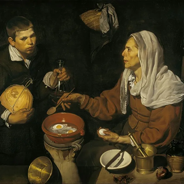 Дієґо Родріґес де Сільва. Стара пані смажить яйця, 1618 рік