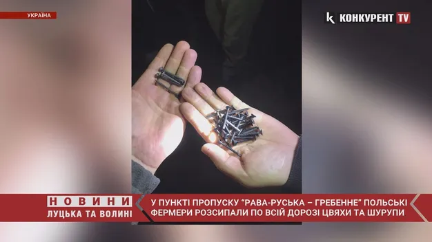 Блокування кордону: на «Раві-Руській» поляки розсипали на дорозі цвяхи та шурупи (відео)