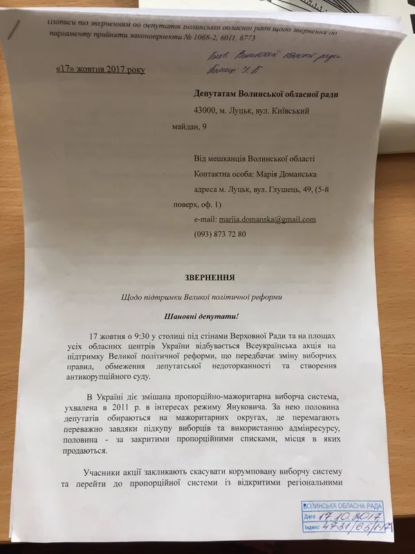 Волиняни вимагають змінити виборче законодавство (фото)