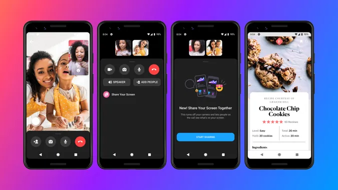 У Facebook Messenger можна під час відеодзвінка ділитись екраном