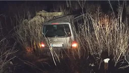 На Волині вночі бус збив дорожній знак і злетів у кювет (фото)