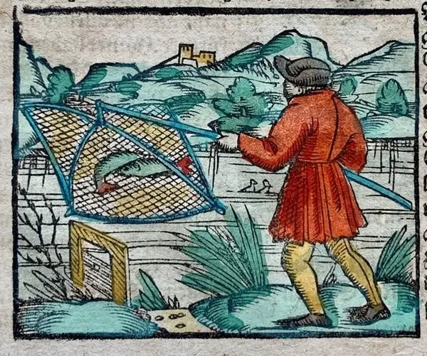 На фото: Риболовля (дереворит з книги Себастьяна Мюнстера «Космографія», 1590)