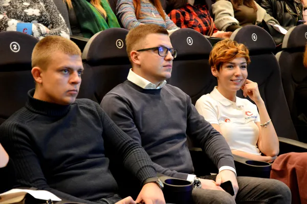Співзасновники Громадянського руху «Свідомі» Тарас Шкітер, Павло Павлюк та ведуча Галина Падалко
