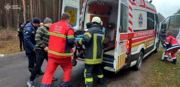 На Волині бус врізався в припарковану вантажівку: водія вирізали рятувальники (фото)