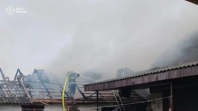 На Волині від удару блискавки загорілась хата (фото)