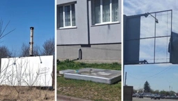 Може когось забити: у Нововолинську вітер зробив білборди небезпечними (фото)