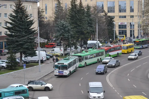 У центрі Луцька зупинилися тролейбуси (фото)