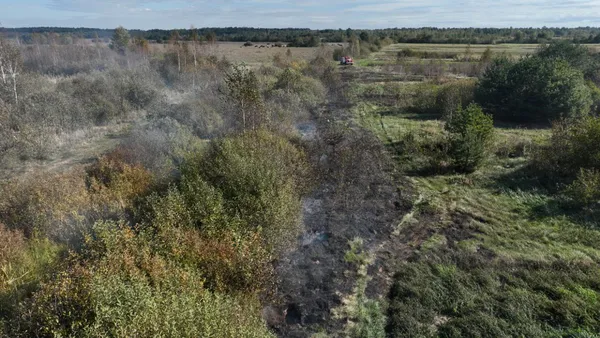 На Камінь-Каширщині горить торф'яник: працюють рятувальники (фото)
