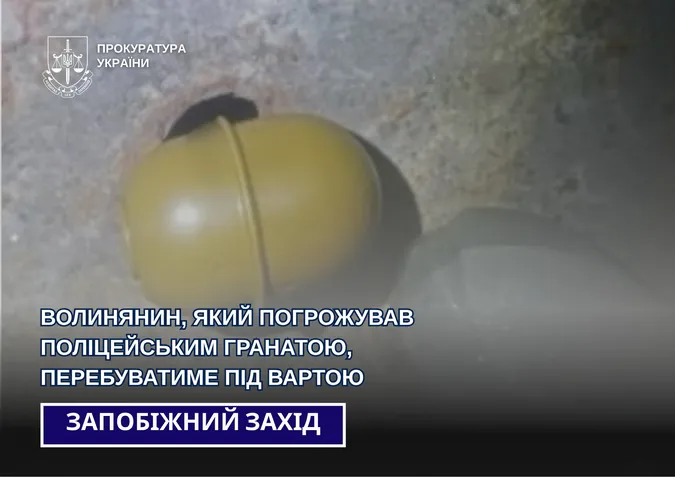 Волинянин, який гранатою вдарив жінку і погрожував копам, сидітиме під вартою