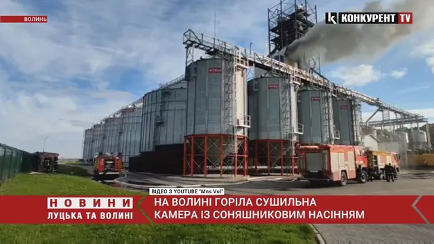 Горіла сушильня соняшникового насіння: на Волині гасили пожежу (фото, відео)