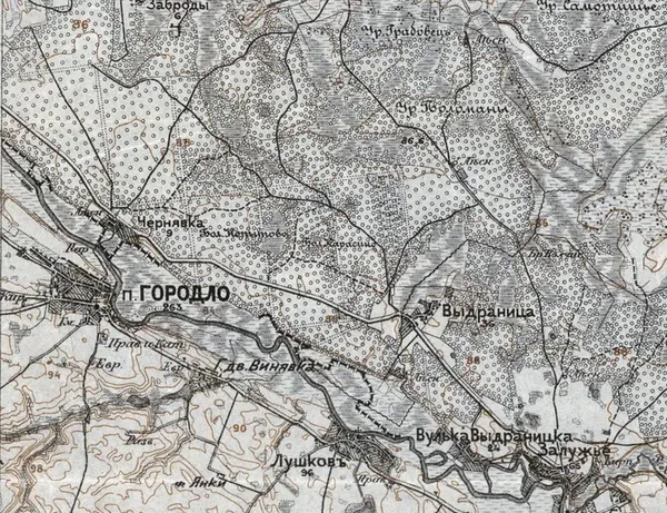 Село Чернявка на російській військовій карті 1914-1917 років