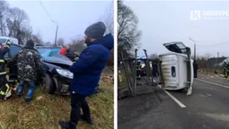 Біля Луцька – ДТП: в «хюндаї» затисло людину, а з вантажівки знесло кузов (фото)